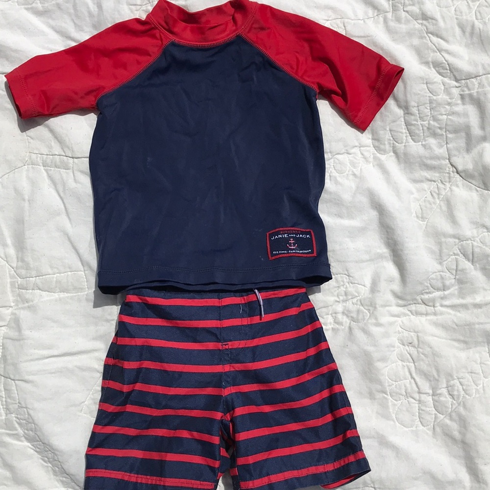 Janie and Jack swim suit and rash guard
